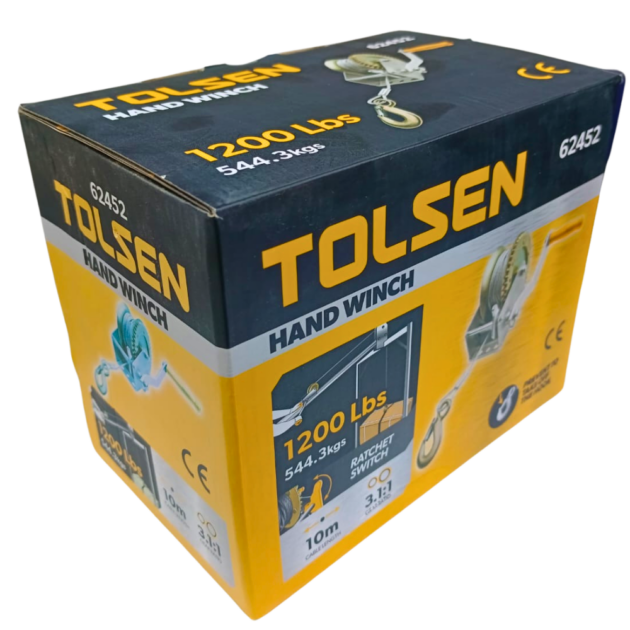 Tolsen,Hand winch(INDUSTRIAL),62452,1200lbs,4mmx10m