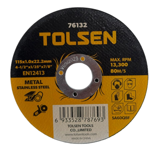 Tolsen,Flat cutting-off wheel (metal and stainless steel),76132,115x1.0x22.2 mm