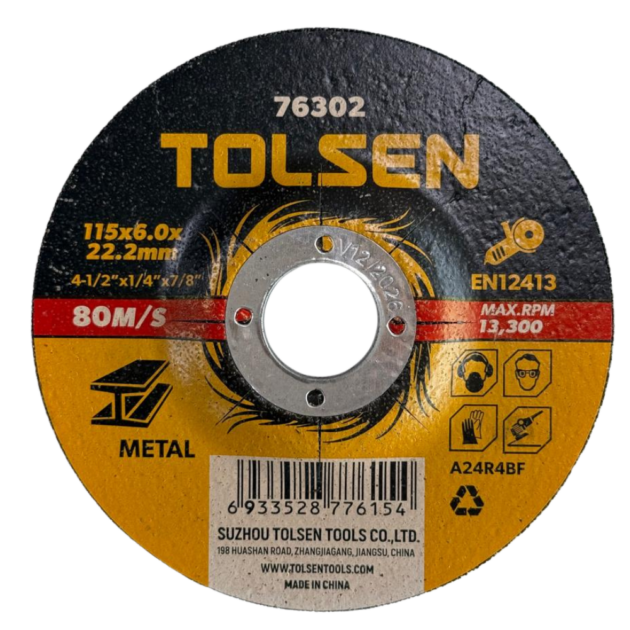 Tolsen,Depressed centre grinding wheel(metal),76302,115x6.0x22.2mm