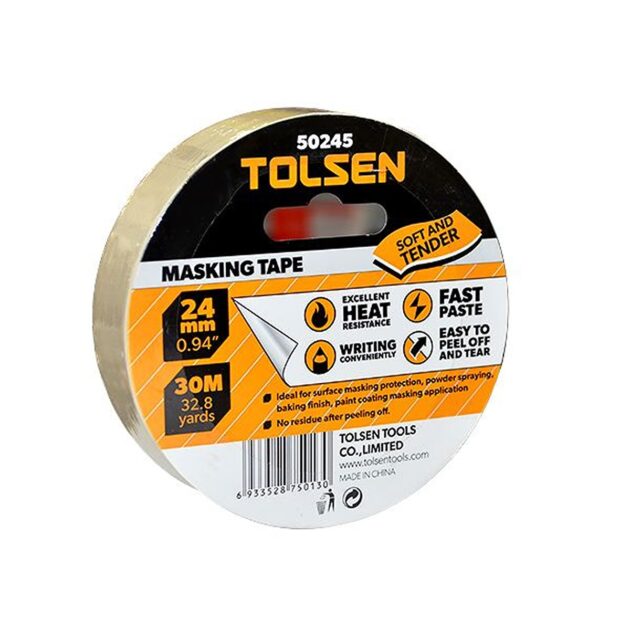 Tolsen,Masking Tape,50245,24mm x 30m / 0.94" x 32.8yards