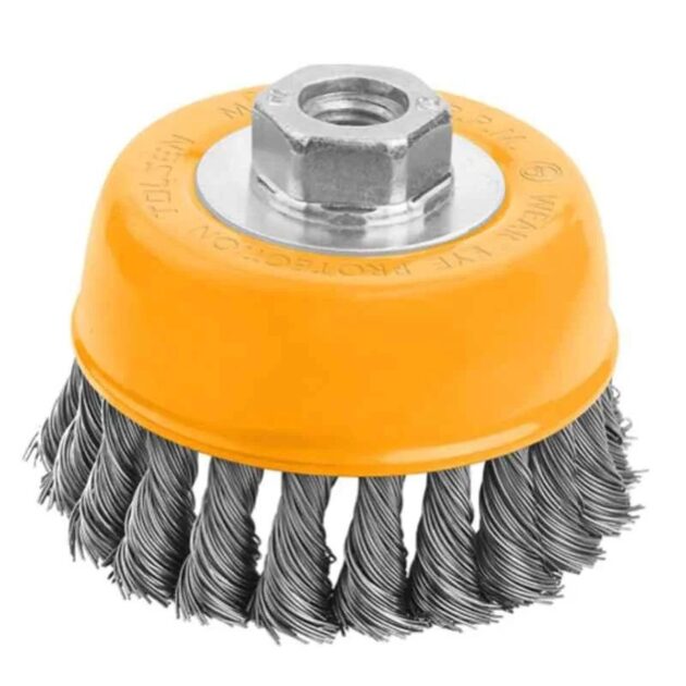 Tolsen,Cup twist wire brush with nut (INDUSTRIAL),77509,Size: 100m