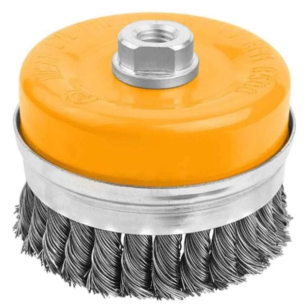 Tolsen,Cup twist wire brush with nut (Heavy duty)(INDUSTRIAL),77515,Size:100mm