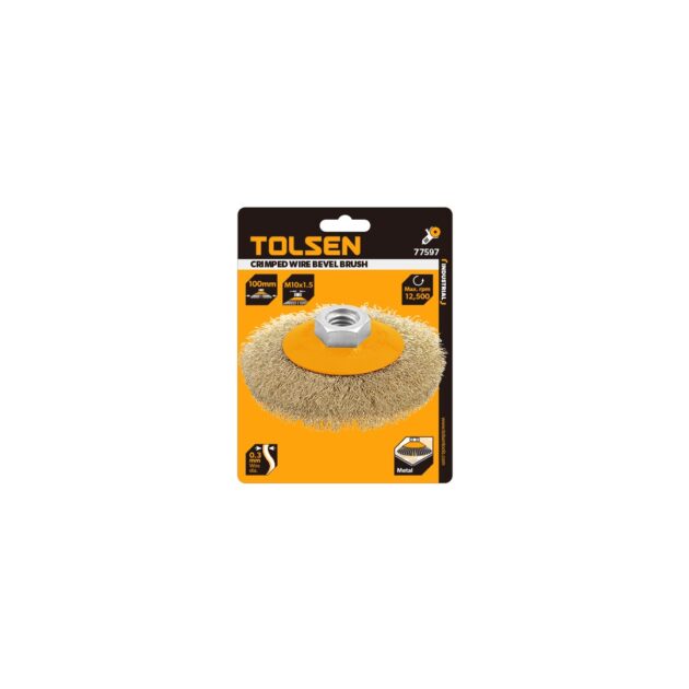 Tolsen,Crimped wire bevel brush(INDUSTRIAL),77597,Size:100mm