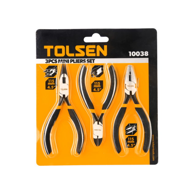 TOLSEN, 3PCS MINI PLIERS SET,115mm(4.5"),10038