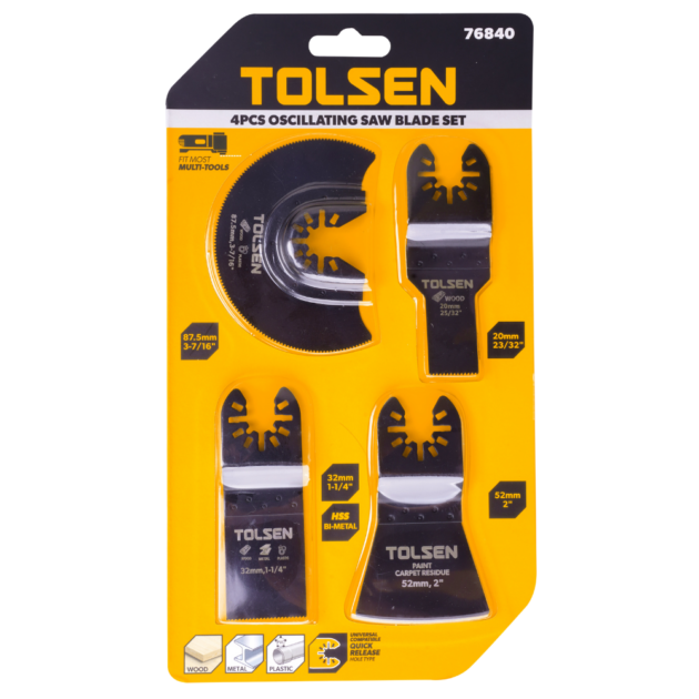 TOLSEN, 4PCS OSCILLATING SAW BLADE SET, 76840,