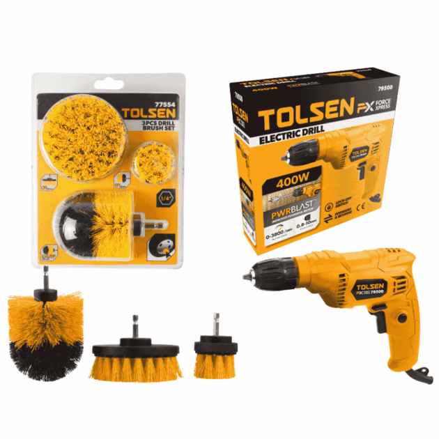 Electric drill,79500, 400W, 10MM,TOLSEN, + Tolsen,3pcs drill brush set,77554, COMBO KIT
